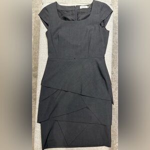 Calvin Klein Charcoal Cap Sleeve Midi Dress